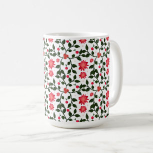 Beautiful seamless floral vine cherry pattern coffee mug