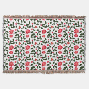 Beautiful seamless floral vine cherry pattern throw blanket