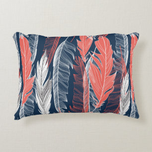 Beautiful seamless graphic pattern of feathers decorative cushion