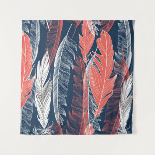Beautiful seamless graphic pattern of feathers tapestry