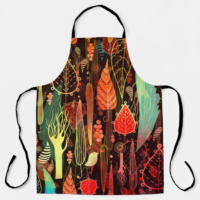 beautiful seamless pattern of autumn leaves and tr apron (Front)
