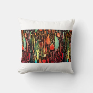 beautiful seamless pattern of autumn leaves and tr cushion