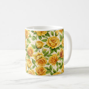 Beautiful Seamless Pattern of Yellow Roses Coffee Mug