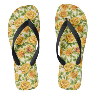 Beautiful Seamless Pattern of Yellow Roses Thongs