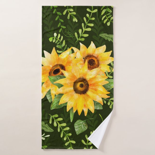 Beautiful seamless pattern with bright sunflower h bath towel (Bath Towel)