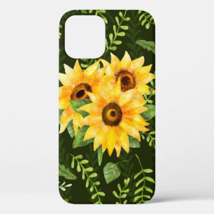 Beautiful seamless pattern with bright sunflower h iPhone 12 case