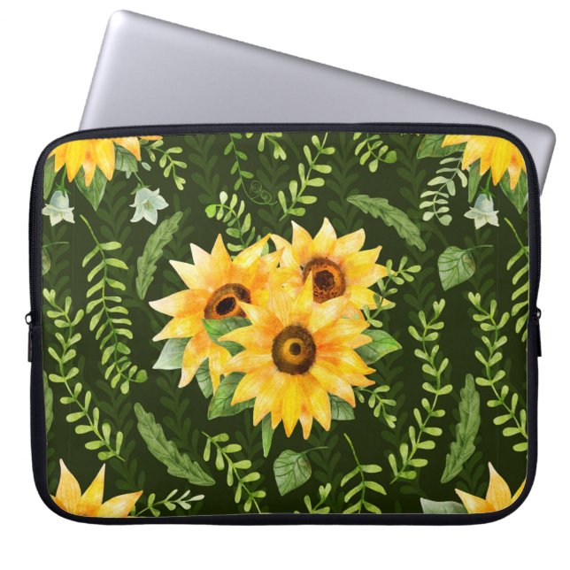 Beautiful seamless pattern with bright sunflower h laptop sleeve (Front)