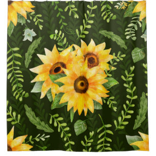 Beautiful seamless pattern with bright sunflower h shower curtain