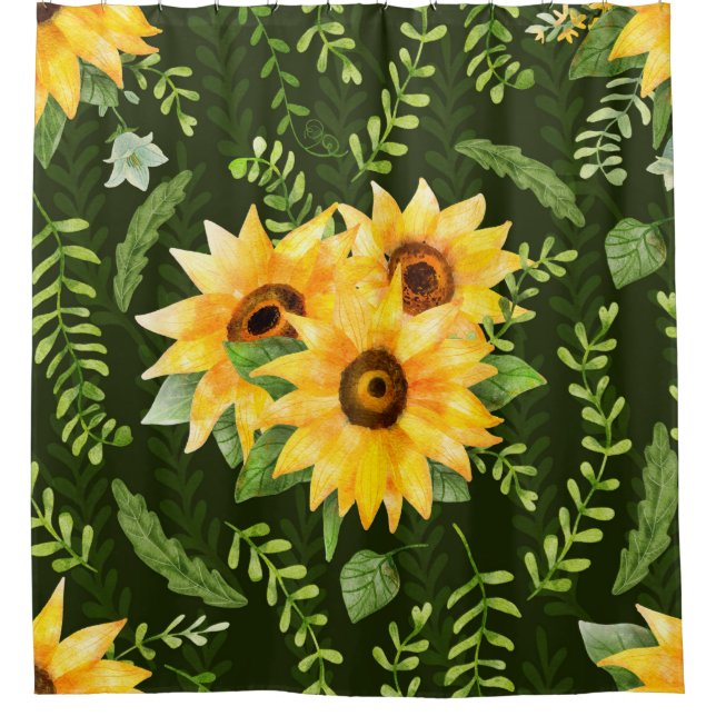 Beautiful seamless pattern with bright sunflower h shower curtain (Front)