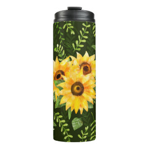 Beautiful seamless pattern with bright sunflower h thermal tumbler