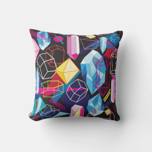 Beautiful seamless pattern with colorful crystals cushion