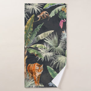 Beautiful seamless pattern with watercolor tropica bath towel