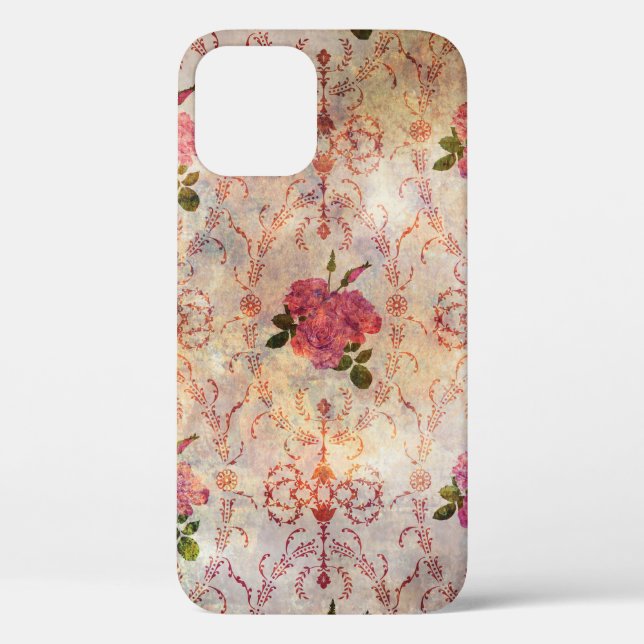 Beautiful seamless pink rose pattern grunge old st Case-Mate iPhone case (Back)