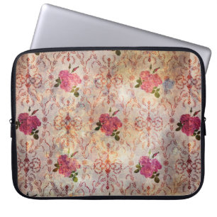 Beautiful seamless pink rose pattern grunge old st laptop sleeve