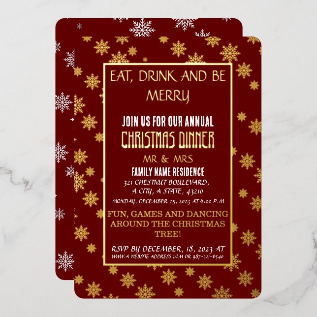 BEAUTIFUL SEAMLESS SNOWFLAKES ON RED BACKGROUND (Front/Back)