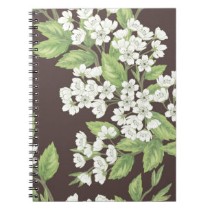 Beautiful seamless spring pattern with green branc notebook