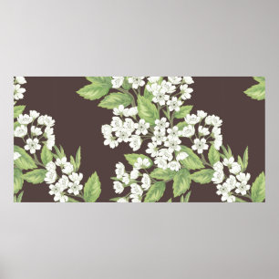 Beautiful seamless spring pattern with green branc poster