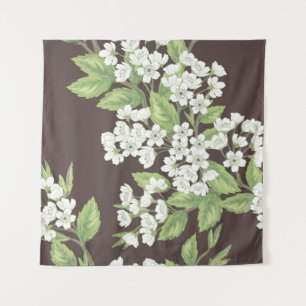 Beautiful seamless spring pattern with green branc tapestry