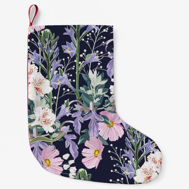 Beautiful seamless spring pattern with wild flower small christmas stocking (Front)