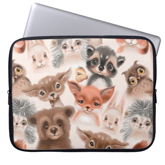 Beautiful seamless, tileable, watercolor pattern w laptop sleeve (Front)