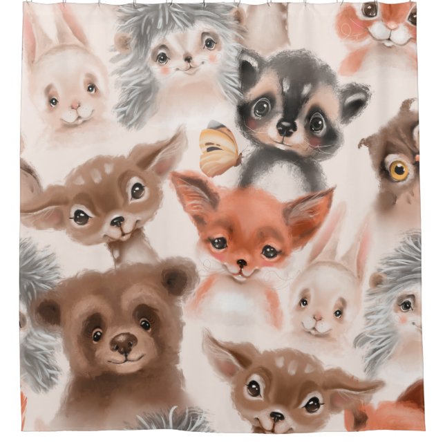 Beautiful seamless, tileable, watercolor pattern w shower curtain (Front)