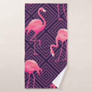 Beautiful seamless tropical pattern with pink flam bath towel