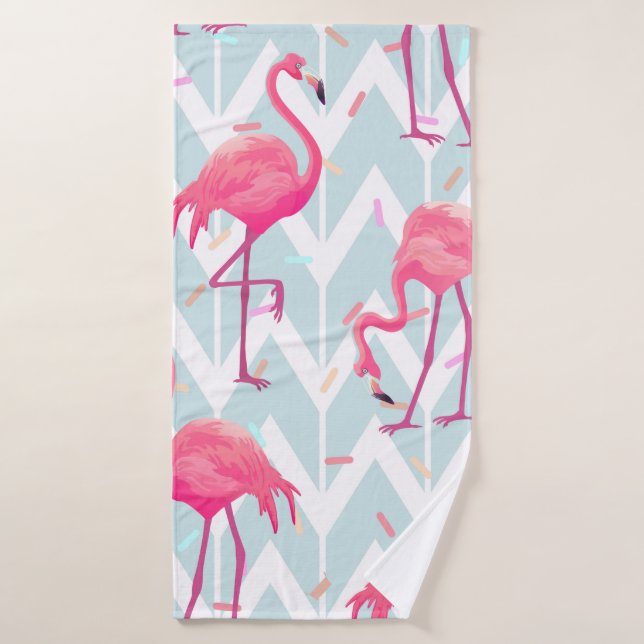 Beautiful seamless tropical pattern with pink flam bath towel (Bath Towel)