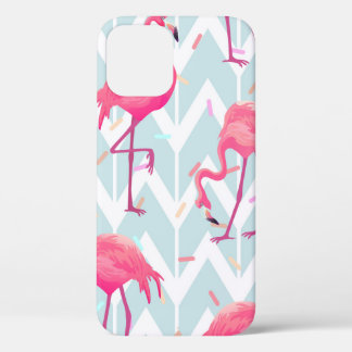 Beautiful seamless tropical pattern with pink flam iPhone 12 case
