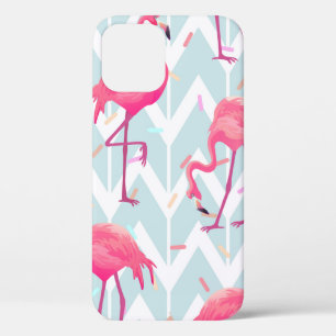 Beautiful seamless tropical pattern with pink flam iPhone 12 case