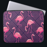 Beautiful seamless tropical pattern with pink flam laptop sleeve<br><div class="desc">Beautiful seamless tropical pattern with pink flamingos on purple geometric background. Abstract summer texture</div>