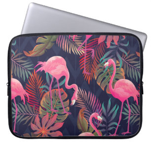 Beautiful seamless tropical pattern with pink flam laptop sleeve