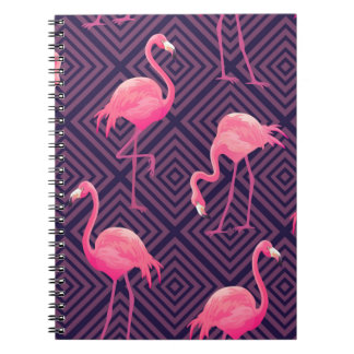 Beautiful seamless tropical pattern with pink flam notebook