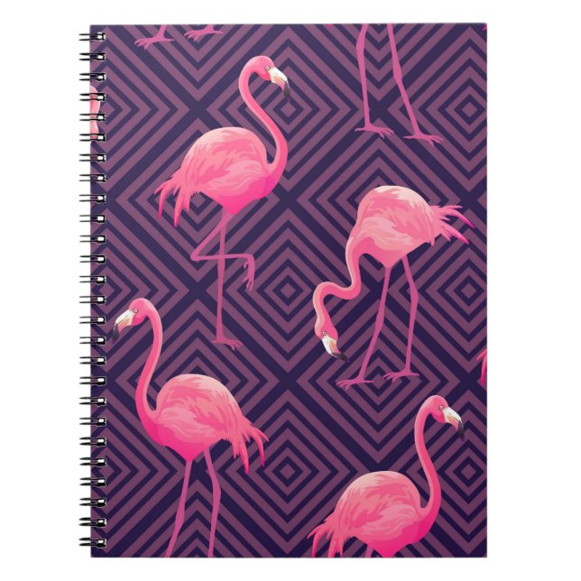 Beautiful seamless tropical pattern with pink flam notebook (Front)