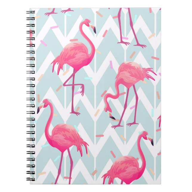 Beautiful seamless tropical pattern with pink flam notebook (Front)
