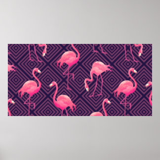 Beautiful seamless tropical pattern with pink flam poster