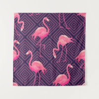 Beautiful seamless tropical pattern with pink flam