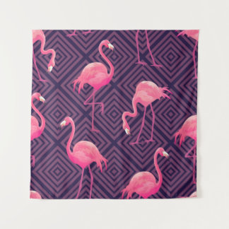 Beautiful seamless tropical pattern with pink flam tapestry