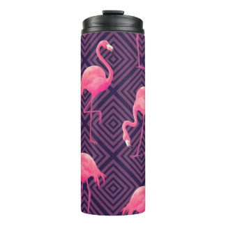 Beautiful seamless tropical pattern with pink flam thermal tumbler