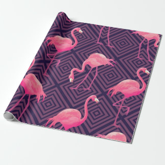 Beautiful seamless tropical pattern with pink flam wrapping paper