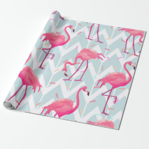 Beautiful seamless tropical pattern with pink flam wrapping paper