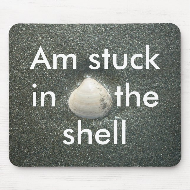Beautiful Seashell in the Sand: A Salty Souvenir Mouse Pad (Front)