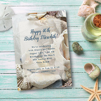 Beautiful Seashells Birthday Party Invitation