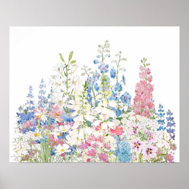 beautiful secret garden ink and watercolor  poster (Front)