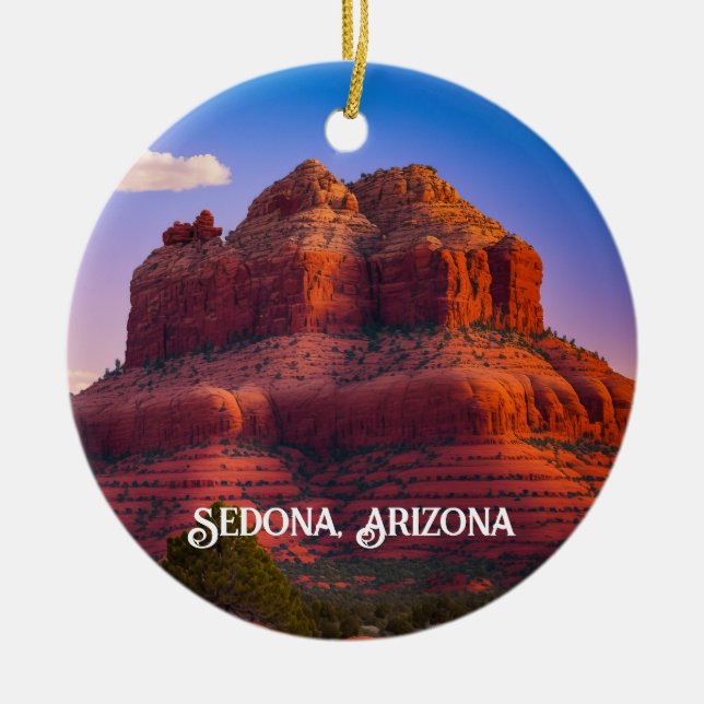 Beautiful Sedona Arizona Red Rocks Landscape Art Ceramic Ornament (Front)
