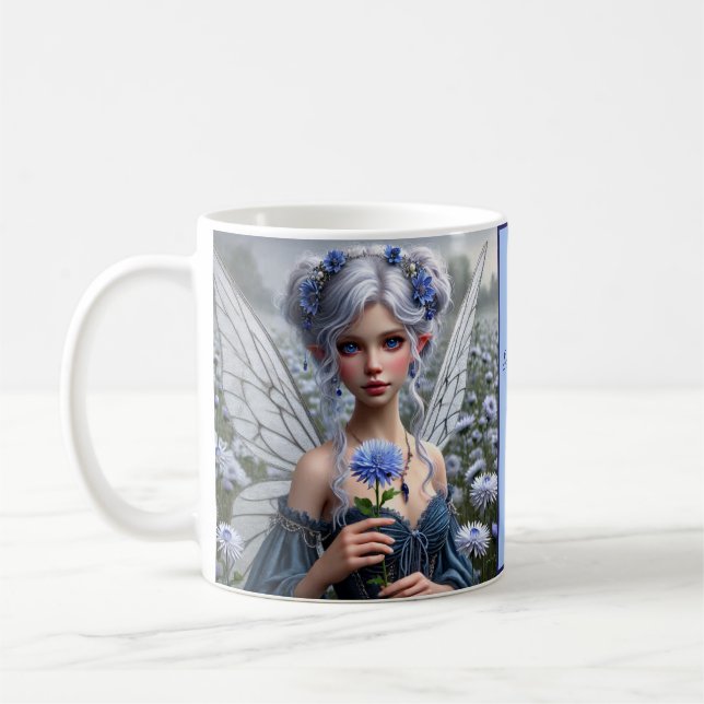 Beautiful September Fairy in Asters Coffee Mug (Left)
