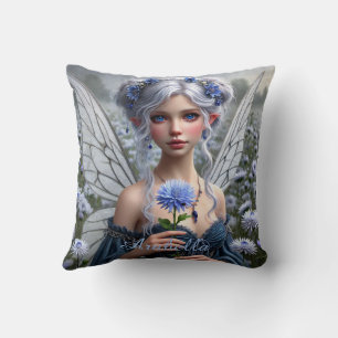Beautiful September Fairy in Asters Cushion