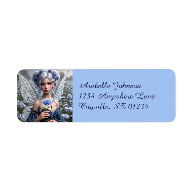 Beautiful September Fairy in Asters Return Address Label (Front)