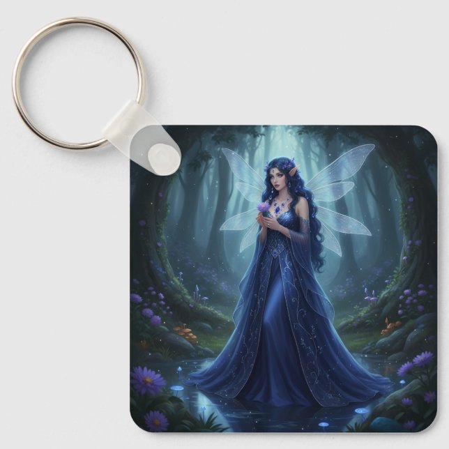 Beautiful September Sapphire Fairy Key Ring (Front)
