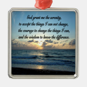 BEAUTIFUL SERENITY PRAYER OCEAN PHOTO METAL TREE DECORATION
