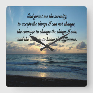 BEAUTIFUL SERENITY PRAYER OCEAN PHOTO SQUARE WALL CLOCK